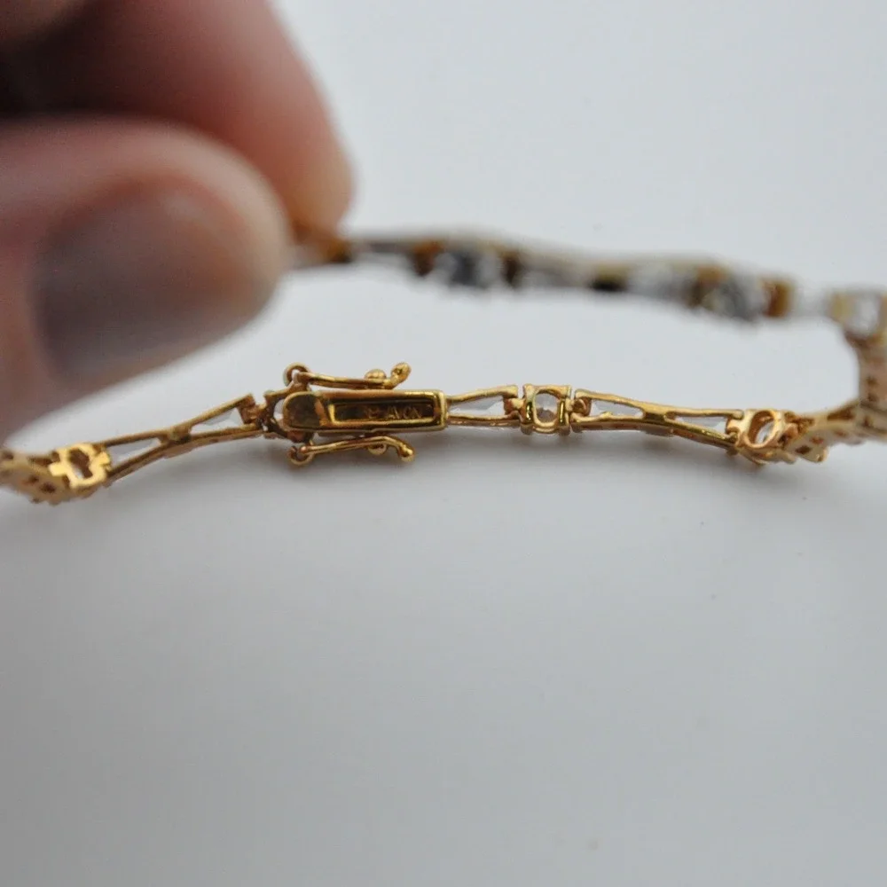 Avon Tennis Bracelet Gold-tone Clear‎ Excellent Baguette Round Crystals Link